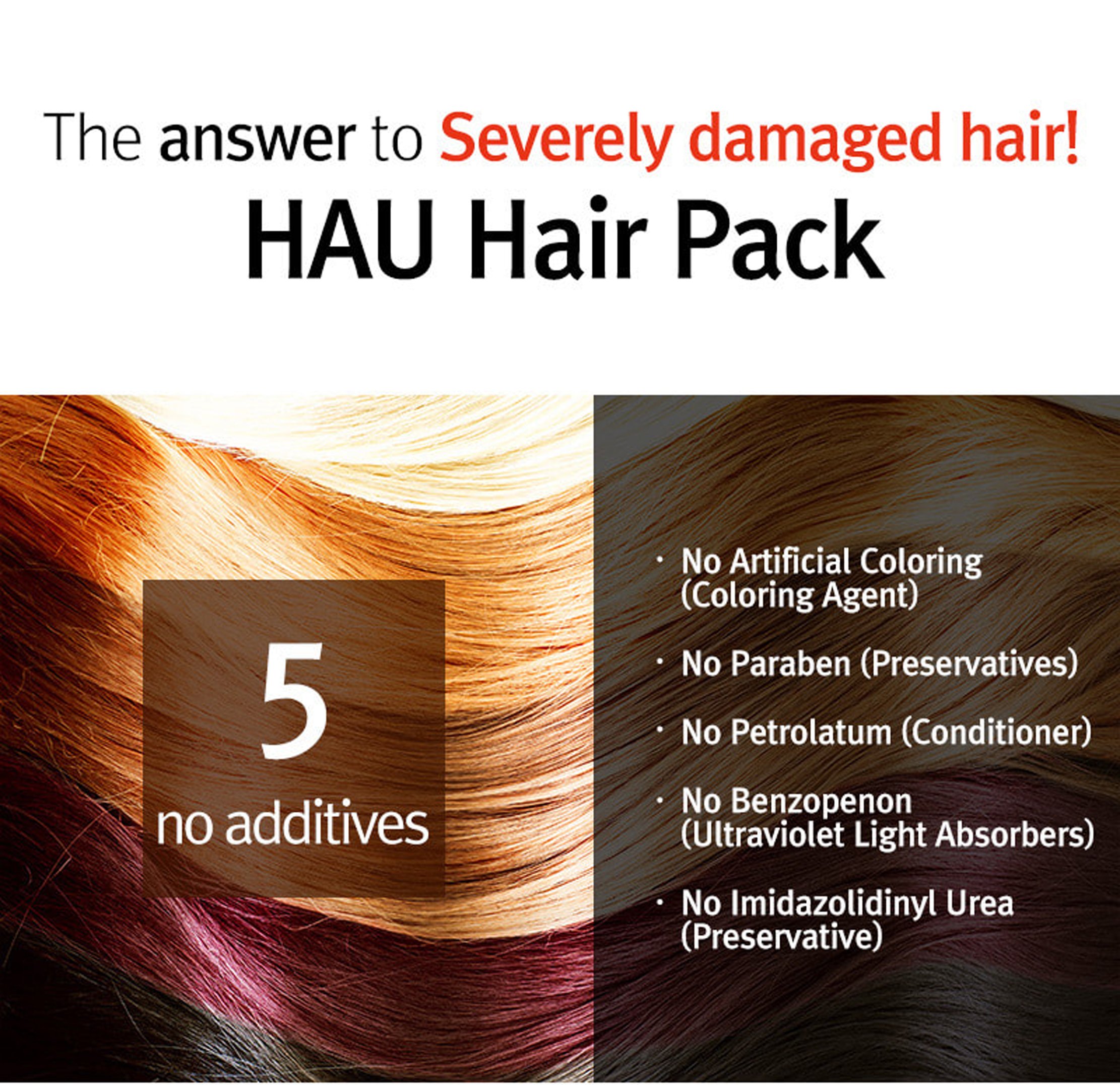 HAU Professional Hair Pack for dry damaged hair, showcasing the packaging and texture of the product.